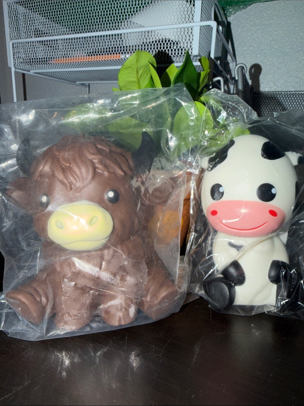 TWO 2 Cute Cow Slow rising  Highland Cow Squishy White, Black and brown